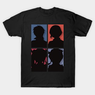 The Misfit of Demon King Academy or Maou Gakuin Anime Characters : Anos Voldigoad, Misha Necron, Sasha Necron, and Lay Glanzudlii in Silhouette Pop art Design T-Shirt